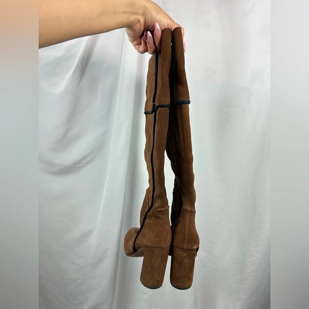 AD & Daughters Theodora brown suede boots with black lining size 7.5